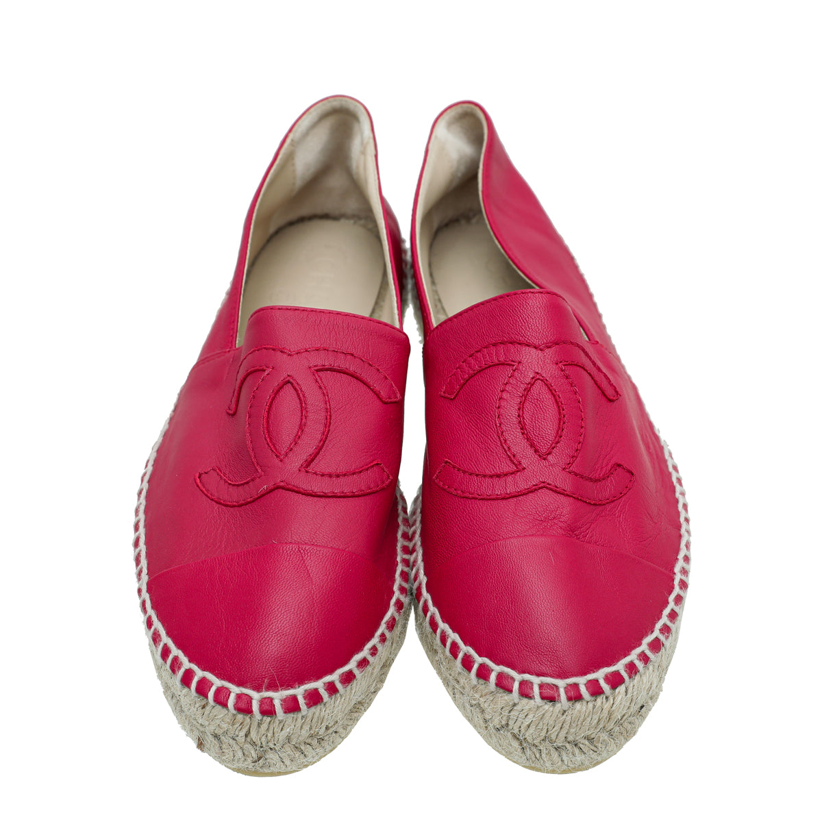 Chanel Red CC Cap Toe Espadrille 38