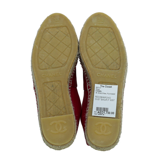 Chanel Red CC Cap Toe Espadrille 38