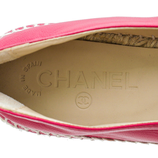 Chanel Red CC Cap Toe Espadrille 38