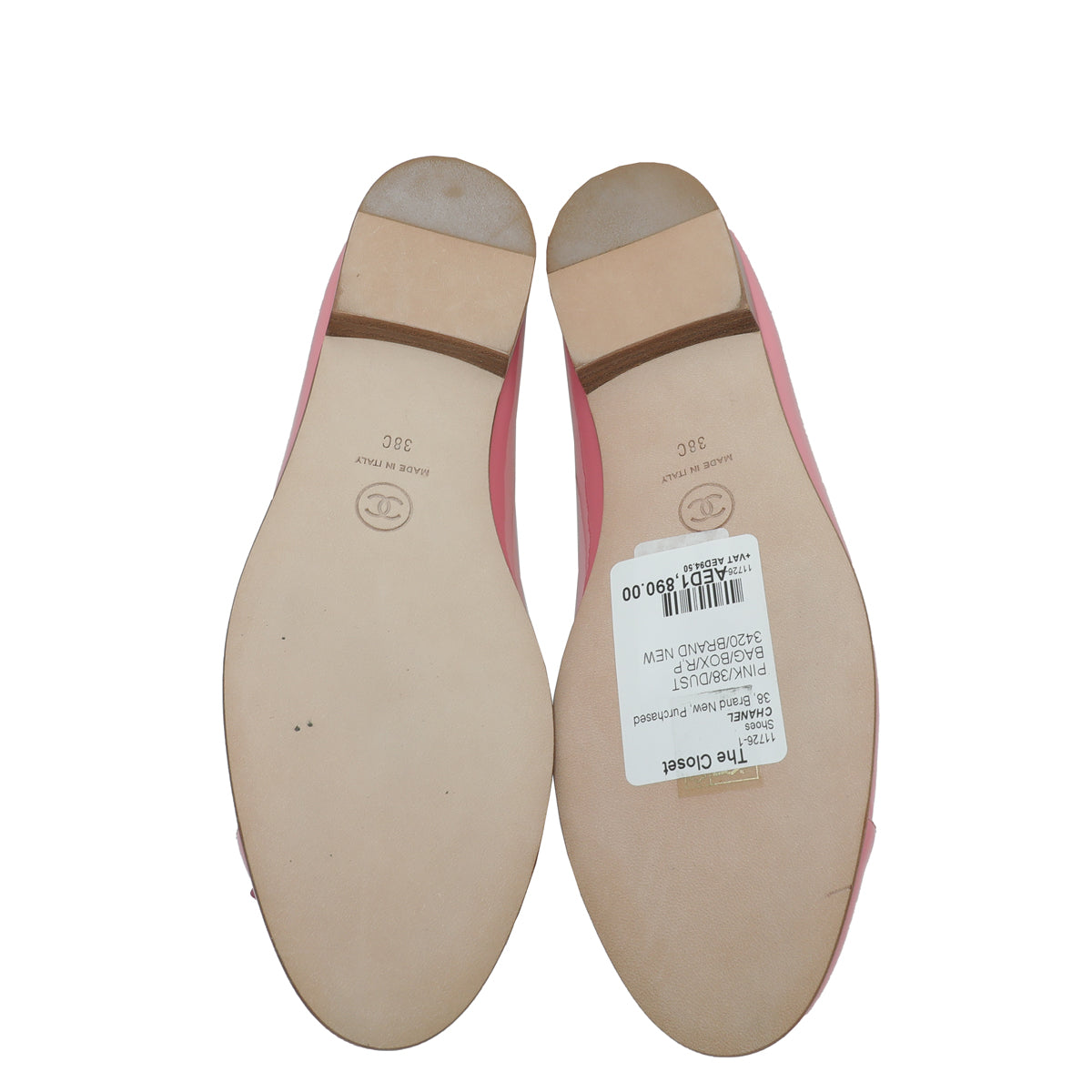 Chanel Pink CC Cap Toe Flat Ballerina 38