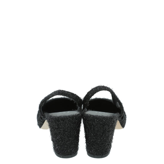 Chanel Black Fabric Lurex Slingback Pumps 35.5