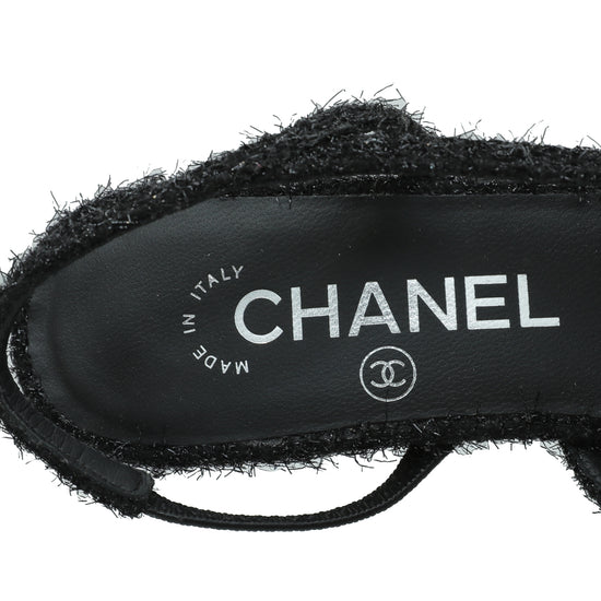Chanel Black Fabric Lurex Slingback Pumps 35.5
