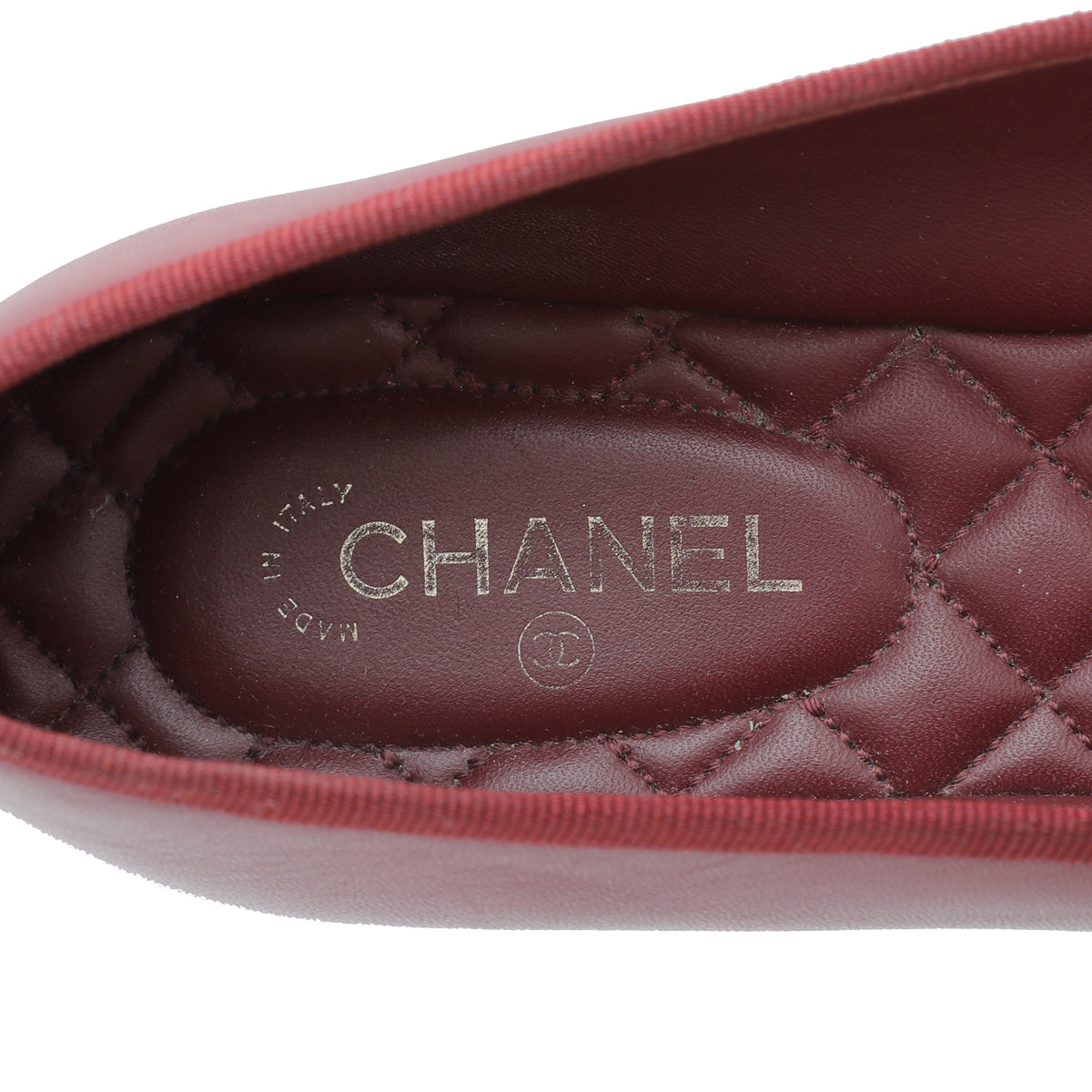 Chanel Burgundy CC Cap Toe Flat Ballerina 37.5