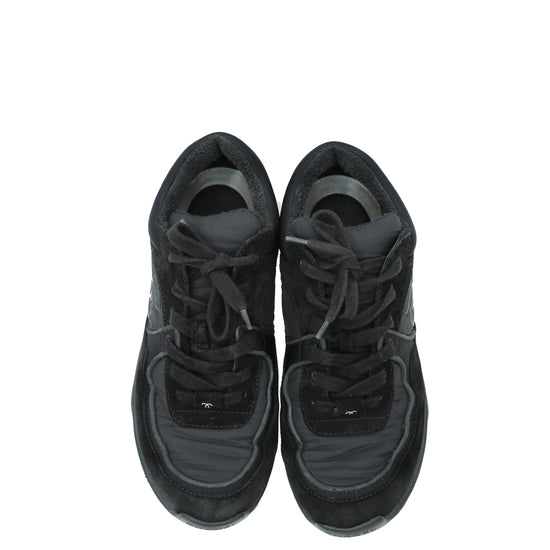 Chanel Black CC Lace Up Sneakers 39
