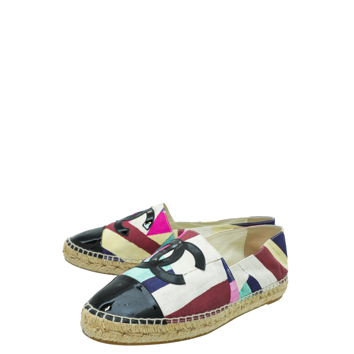 Chanel Multicolor Print Crepe CC Espadrille 40-Chanel-THE CLOSET