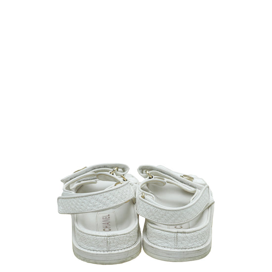 Chanel White CC Button Logo Dad Sandals 41 – The Closet