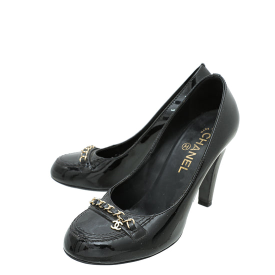 Chanel Black CC Charm Chain Pump 37