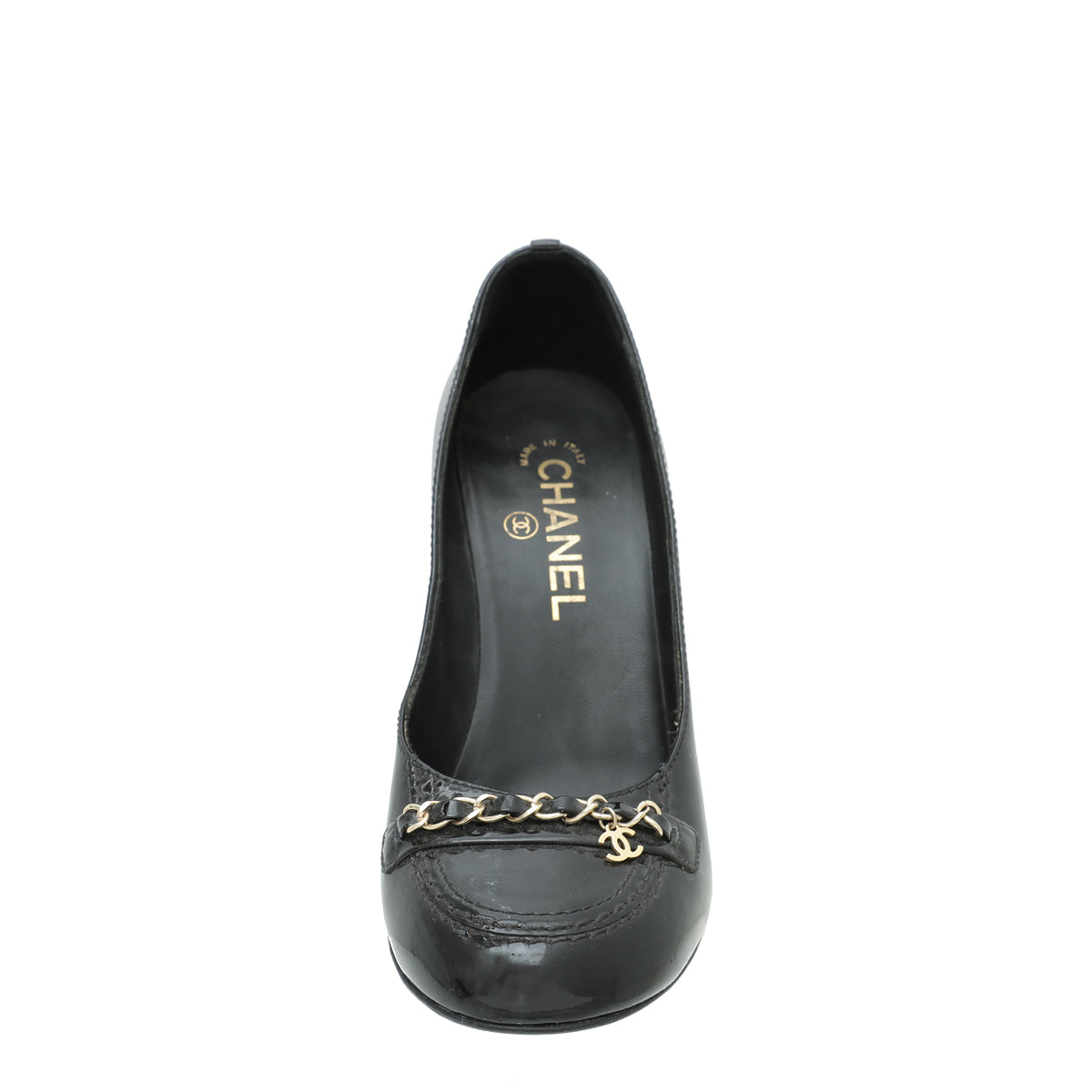 Chanel Black CC Charm Chain Pump 37