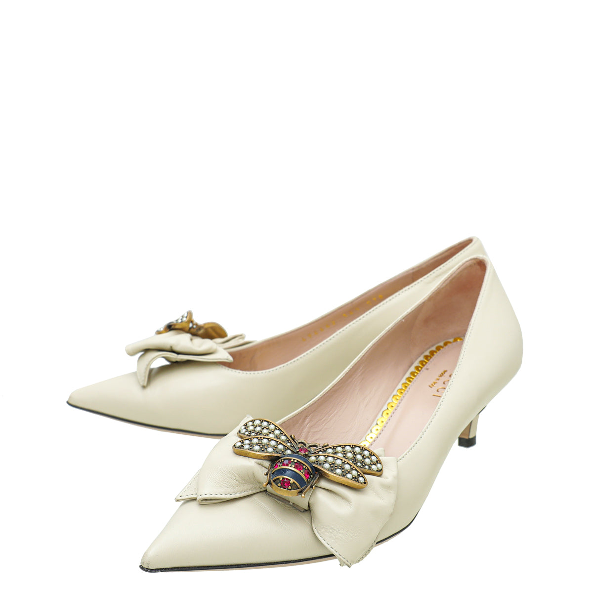 Gucci Cream Nappa Queen Margaret Pump 36.5-Gucci-THE CLOSET