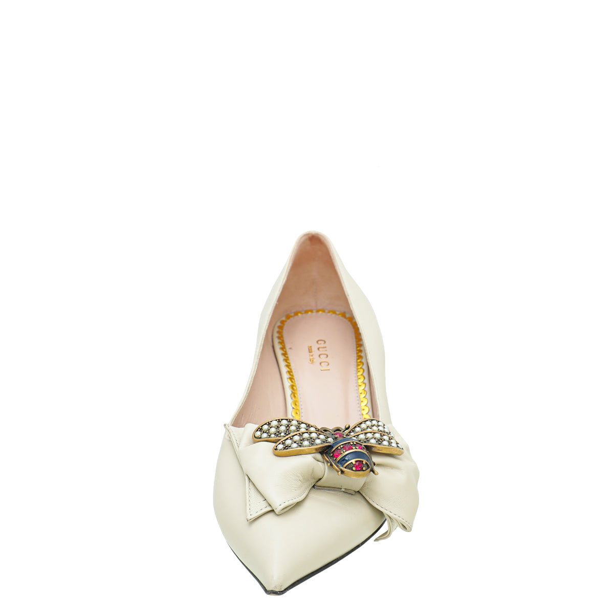 Gucci Cream Nappa Queen Margaret Pump 36.5-Gucci-THE CLOSET