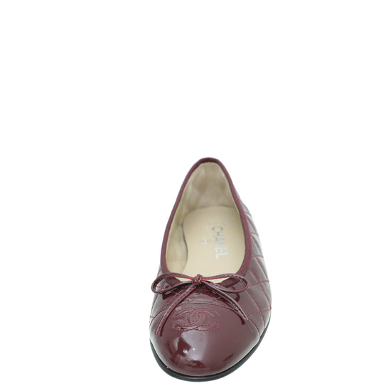 Chanel Burgundy Quilted Ballet Flats 38 – The Closet