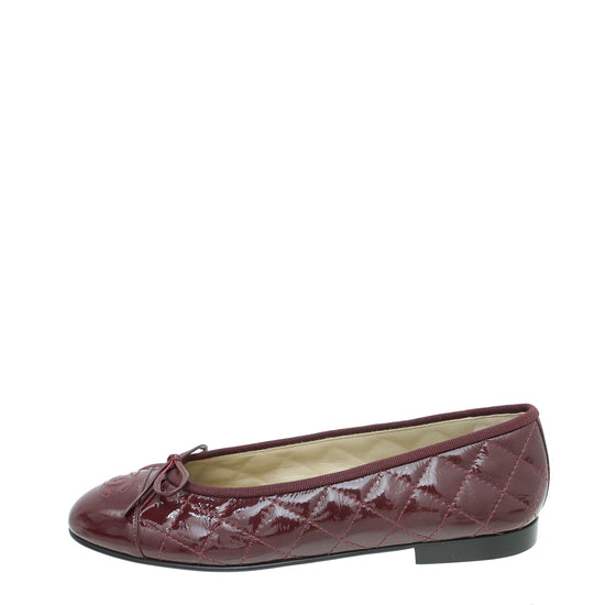 Chanel Burgundy Quilted Ballet Flats 38