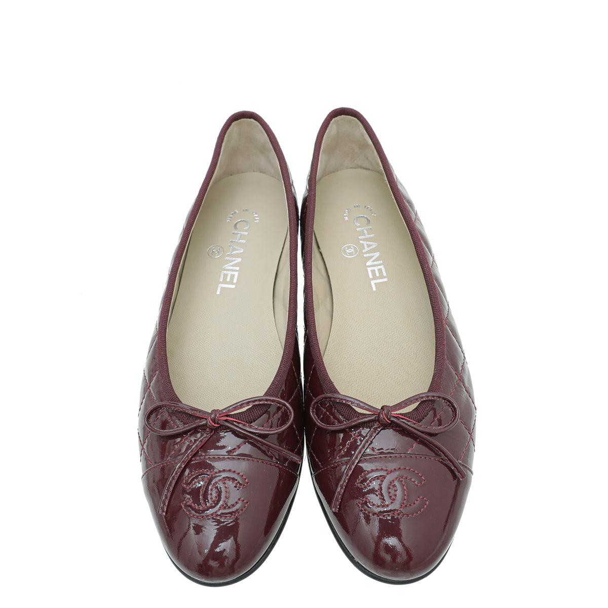 Chanel Burgundy Quilted Ballet Flats 38