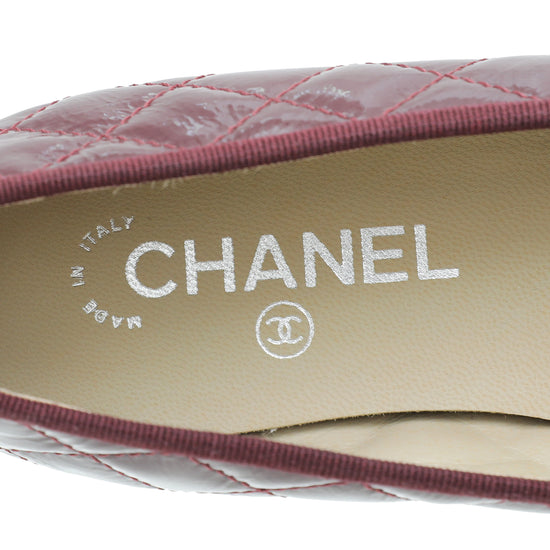 Chanel Burgundy Quilted Ballet Flats 38