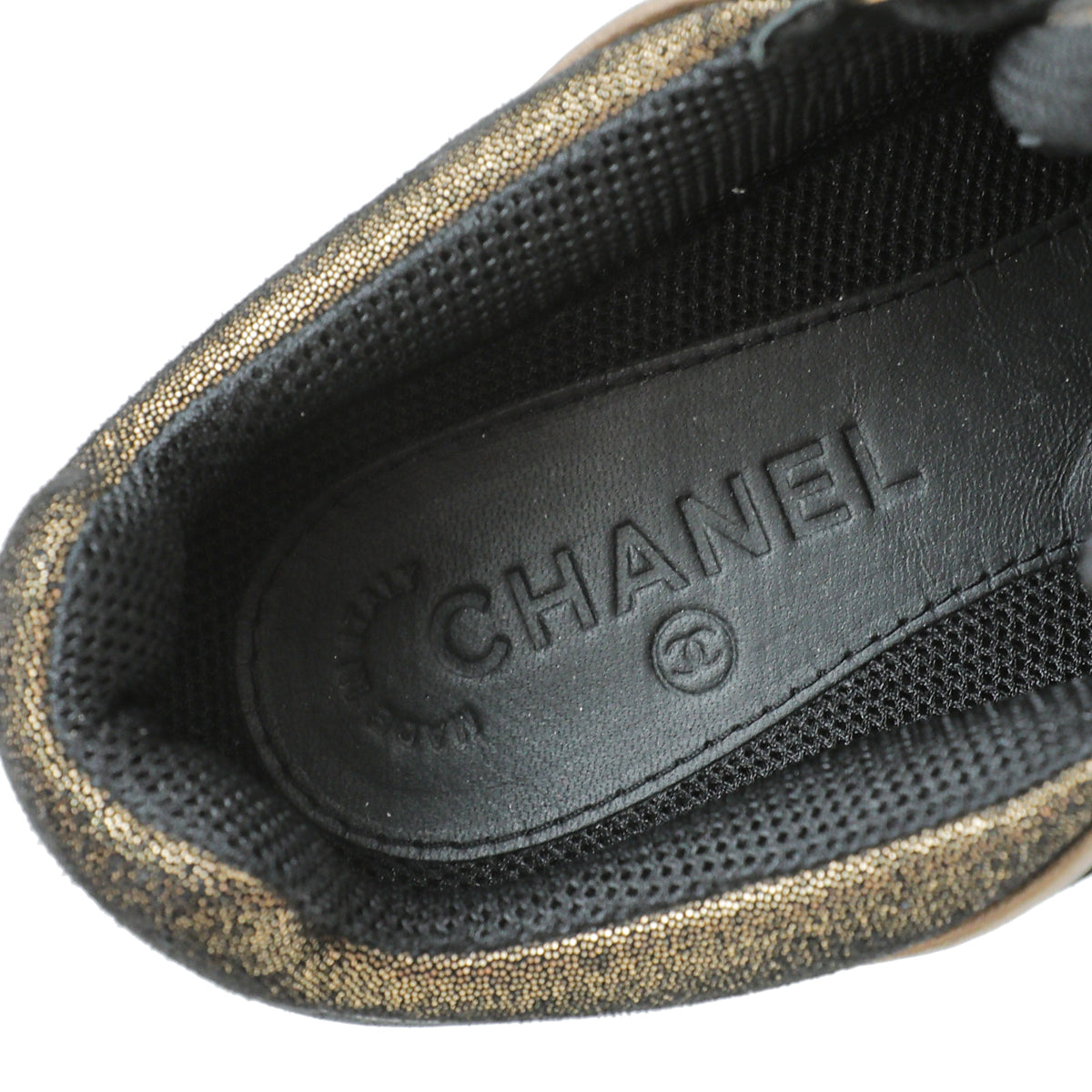 Chanel Metallic Bronze CC Metallic Trainer Sneaker 38