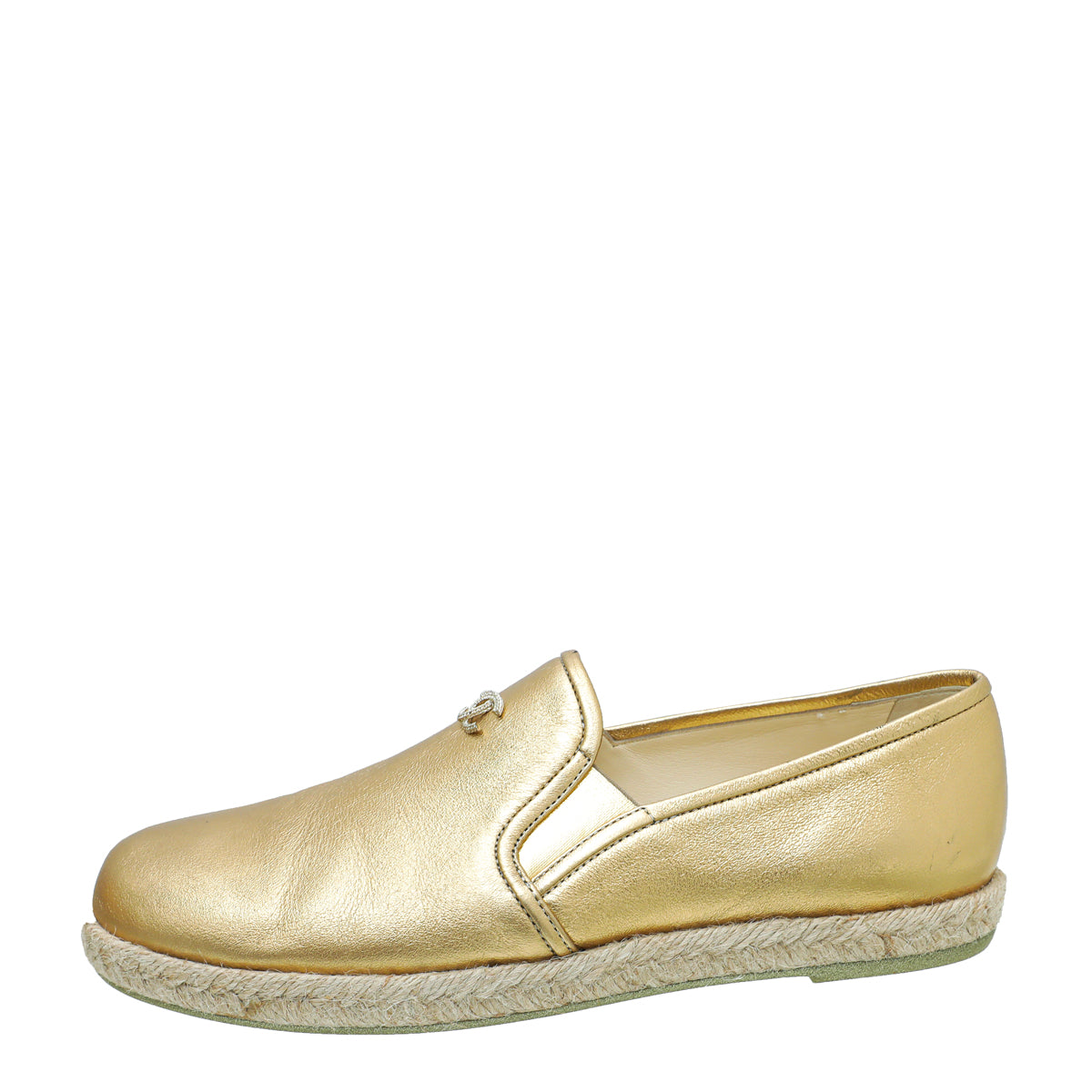 Chanel Metallic Gold CC Flat Espadrille 38.5-Chanel-THE CLOSET