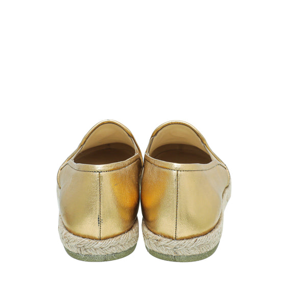 Chanel Metallic Gold CC Flat Espadrille 38.5