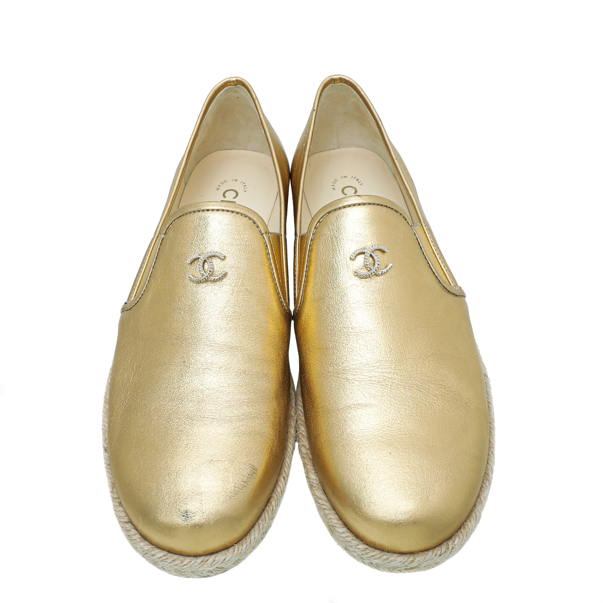 Chanel Metallic Gold CC Flat Espadrille 38.5-Chanel-THE CLOSET