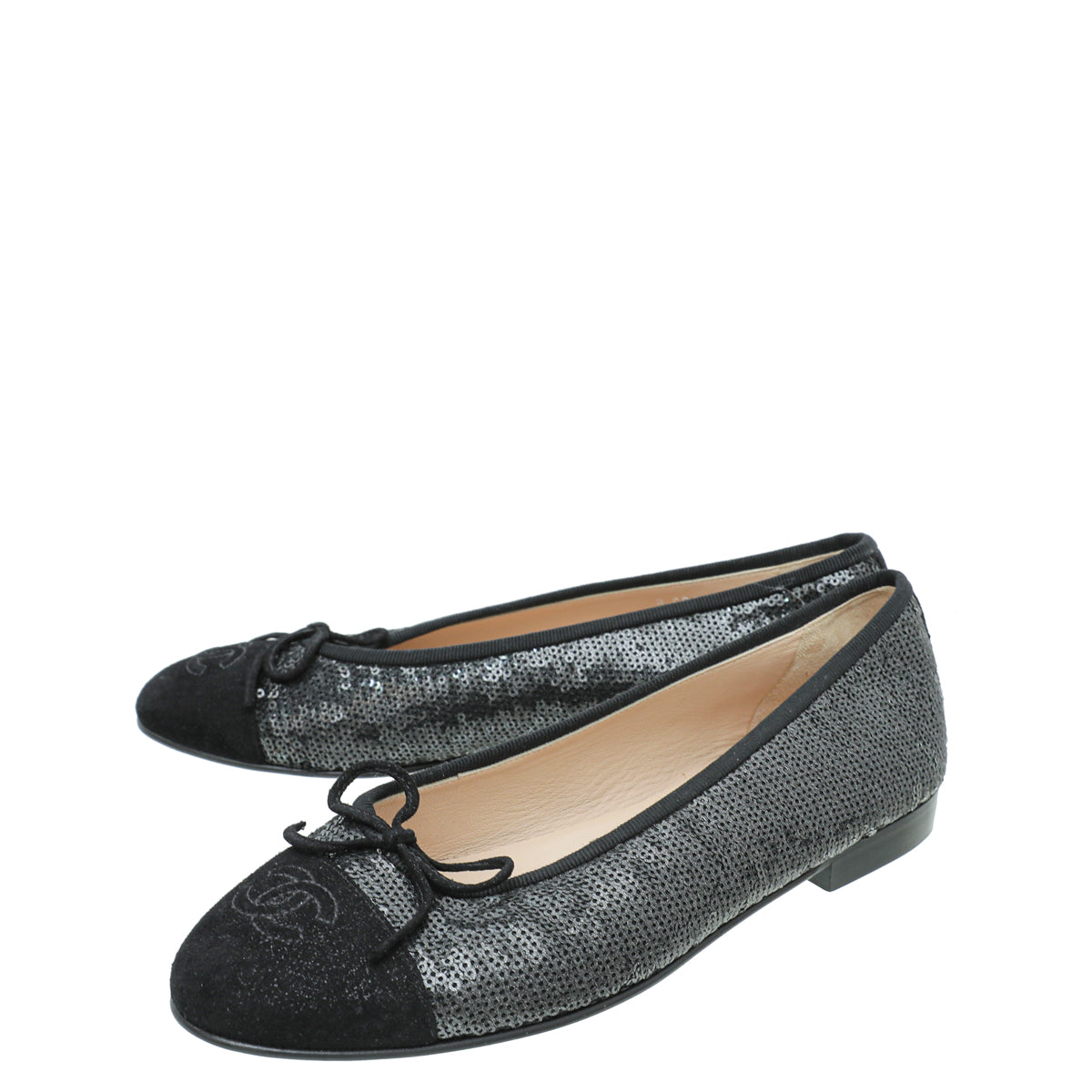 Chanel Black Suede Sequins Ballet Flats 38-Chanel-THE CLOSET