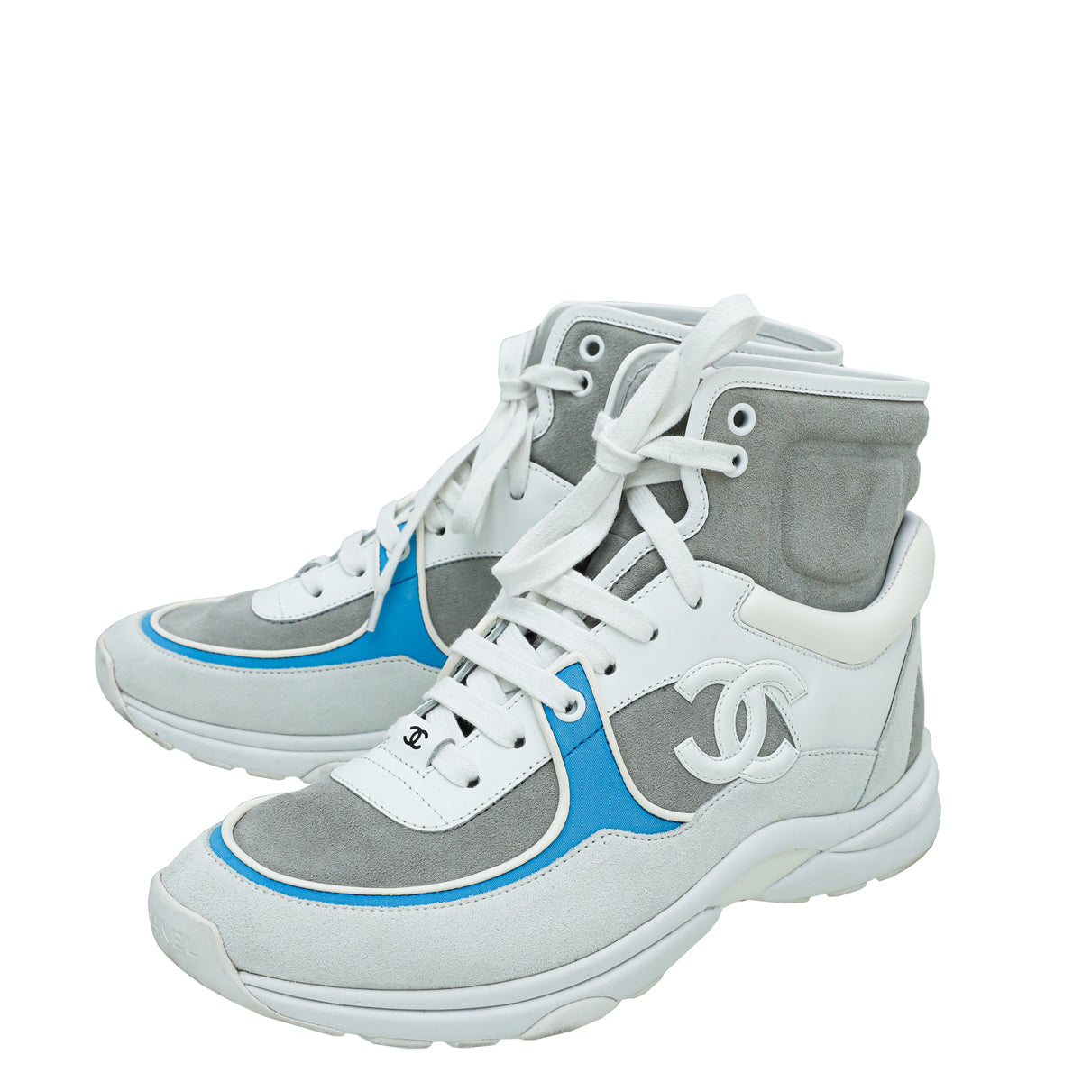 Chanel Light Grey CC Suede Ankle Sneaker 39.5-Chanel-THE CLOSET