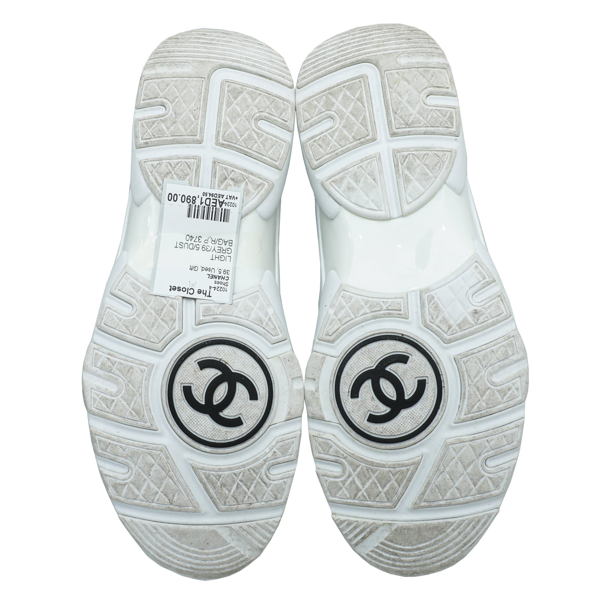 Chanel Light Grey CC Suede Ankle Sneaker 39.5-Chanel-THE CLOSET