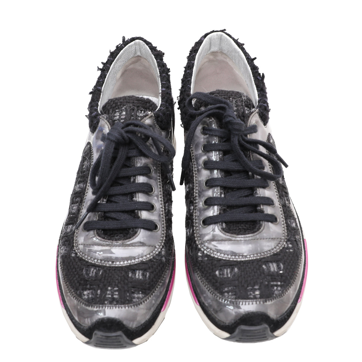 Chanel Black Tweed Runway Sneakers 37