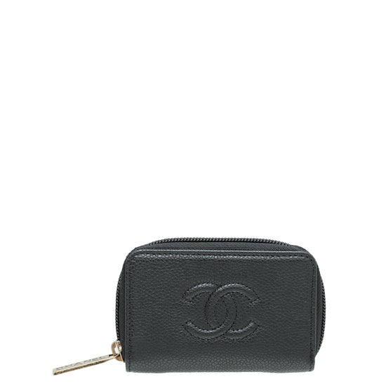 Chanel® quilted zippy coin purse in iridescent blue - www