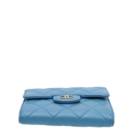 Chanel Blue CC Classic Small Wallet – The Closet