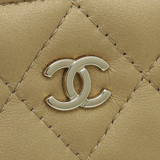 Chanel Metallic Golden/Beige Classic Zipped Coin Purse