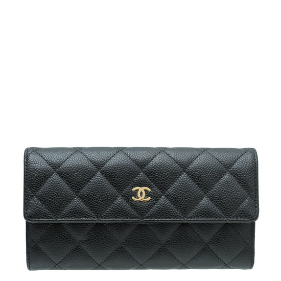 Chanel Black L-Gusset Flap Wallet