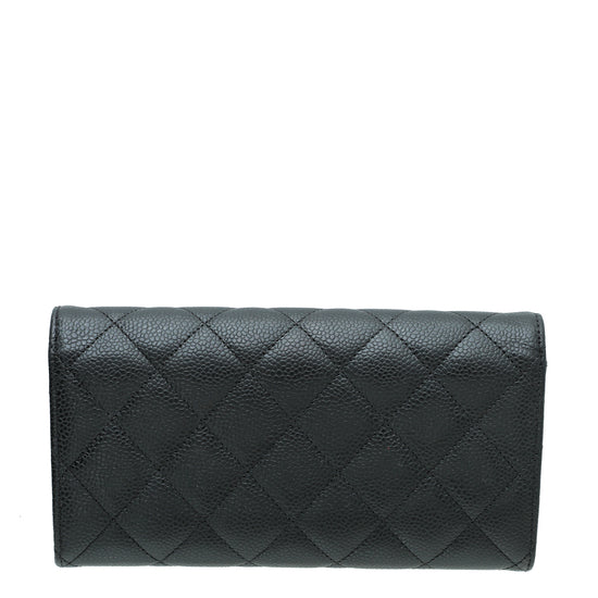 Chanel Black L Gusset Flap Wallet THE CLOSET