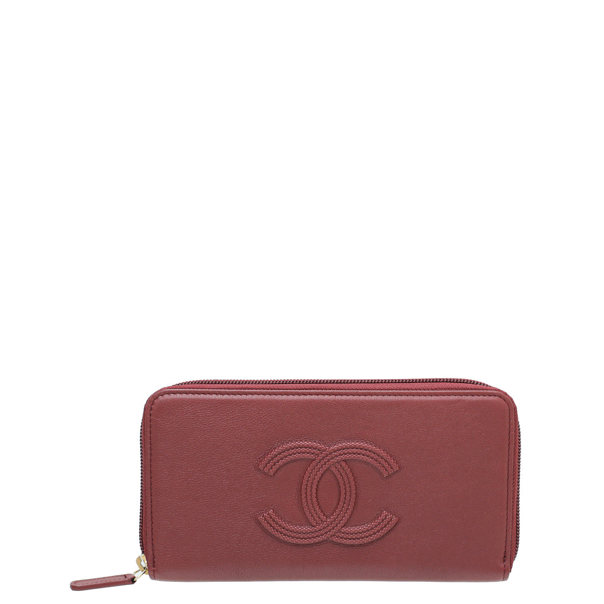 Chanel Burgundy CC Zip Around Long Wallet-Chanel-THE CLOSET