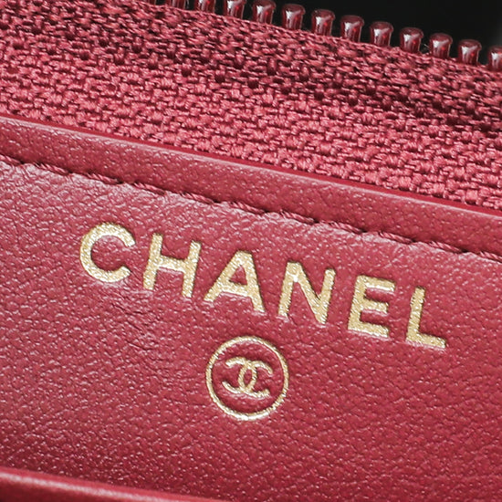 Chanel Burgundy CC Zip Around Long Wallet