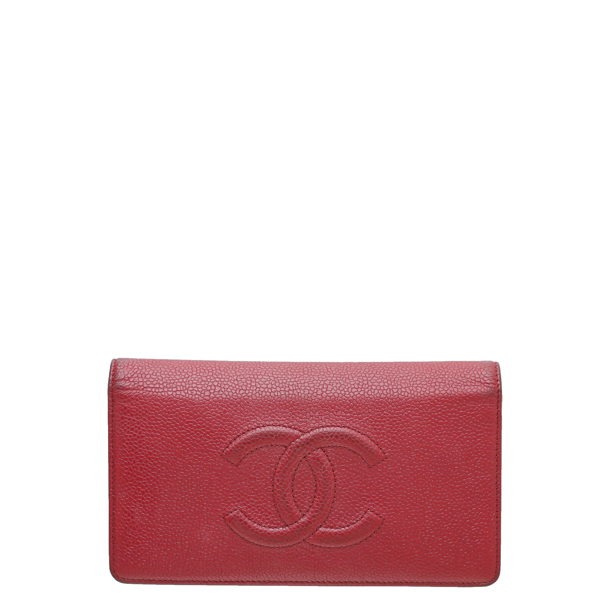 Chanel Red CC Timeless Yen Wallet
