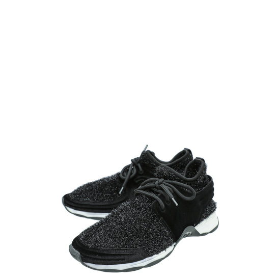 Chanel Black Knit Sock Sparkle Weekend Trainer Sneaker 40 – The Closet