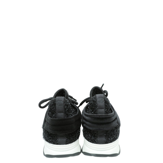 Chanel Black Knit Sock Sparkle Weekend Trainer Sneaker 40