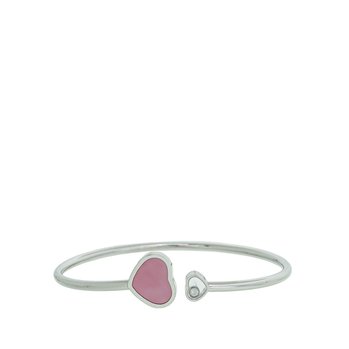Chopard 18K White Gold Pink MOP Happy Heart Bracelet