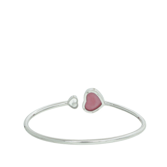 Chopard 18K White Gold Pink MOP Happy Heart Bracelet