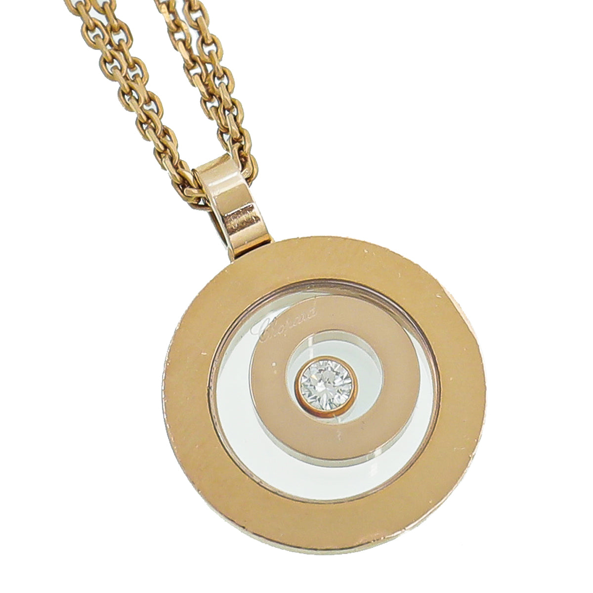Chopard 18K Rose Gold Diamond Happy Spirit Pendant Necklace-Chopard-THE CLOSET