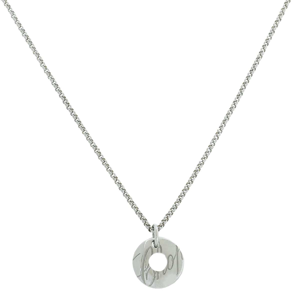 Chopard 18K White Gold Chopardissimo Disc Pendant Necklace-Chopard-THE CLOSET