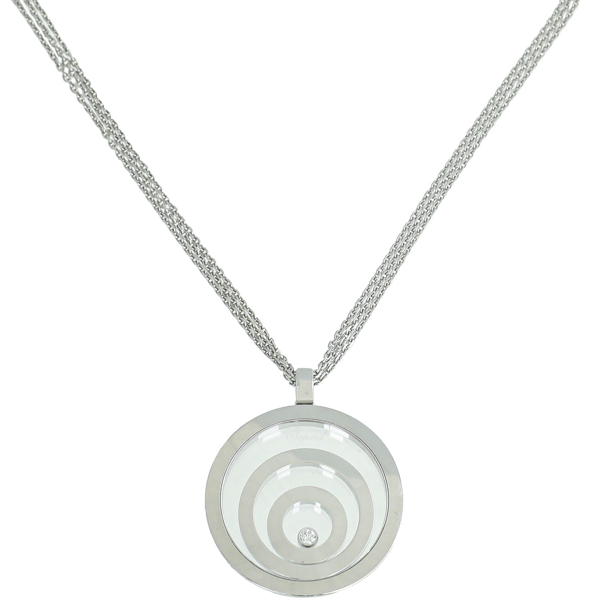 Chopard 18K White Gold Diamond Happy Spirit Pendant Necklace-Chopard-THE CLOSET