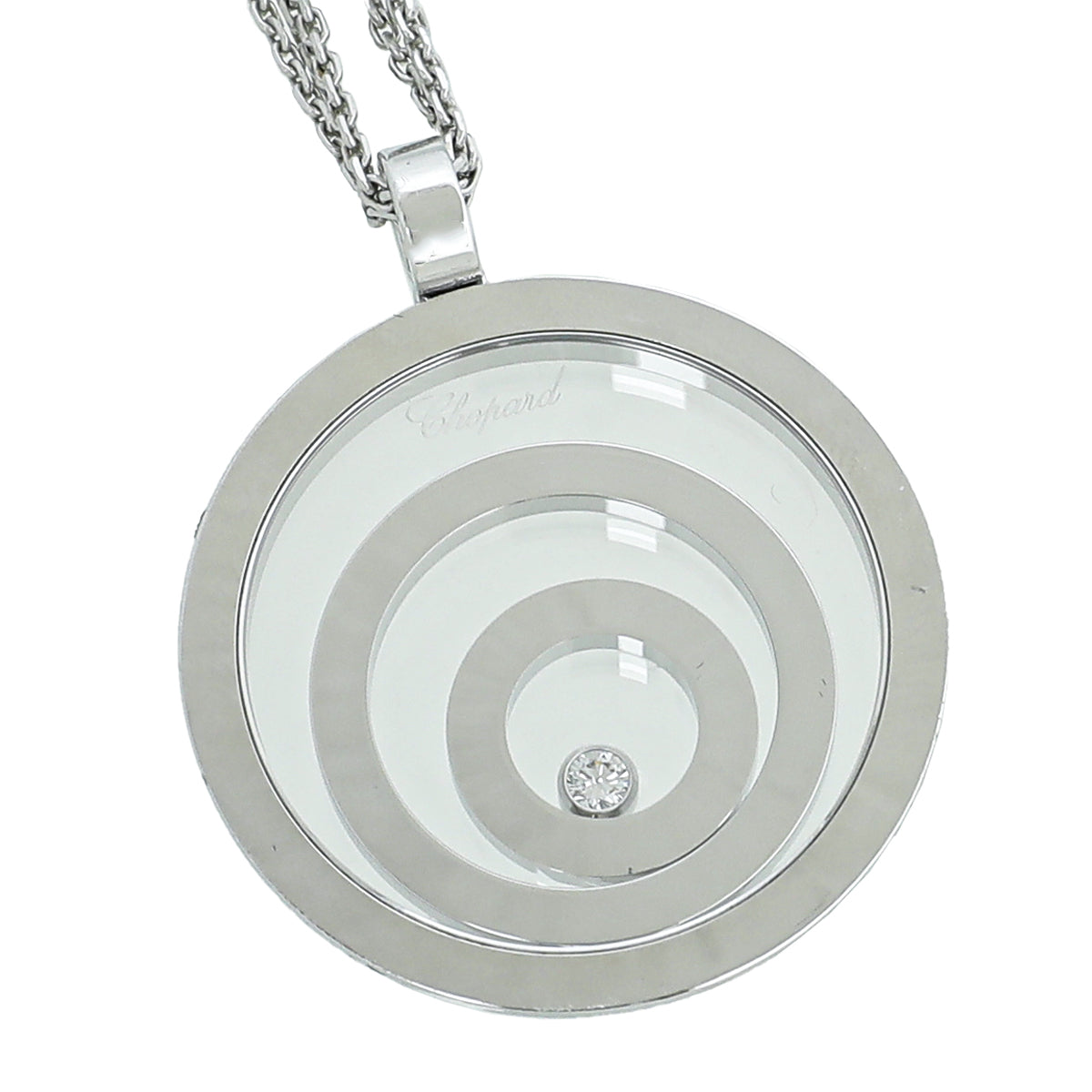 Chopard 18K White Gold Diamond Happy Spirit Pendant Necklace-Chopard-THE CLOSET