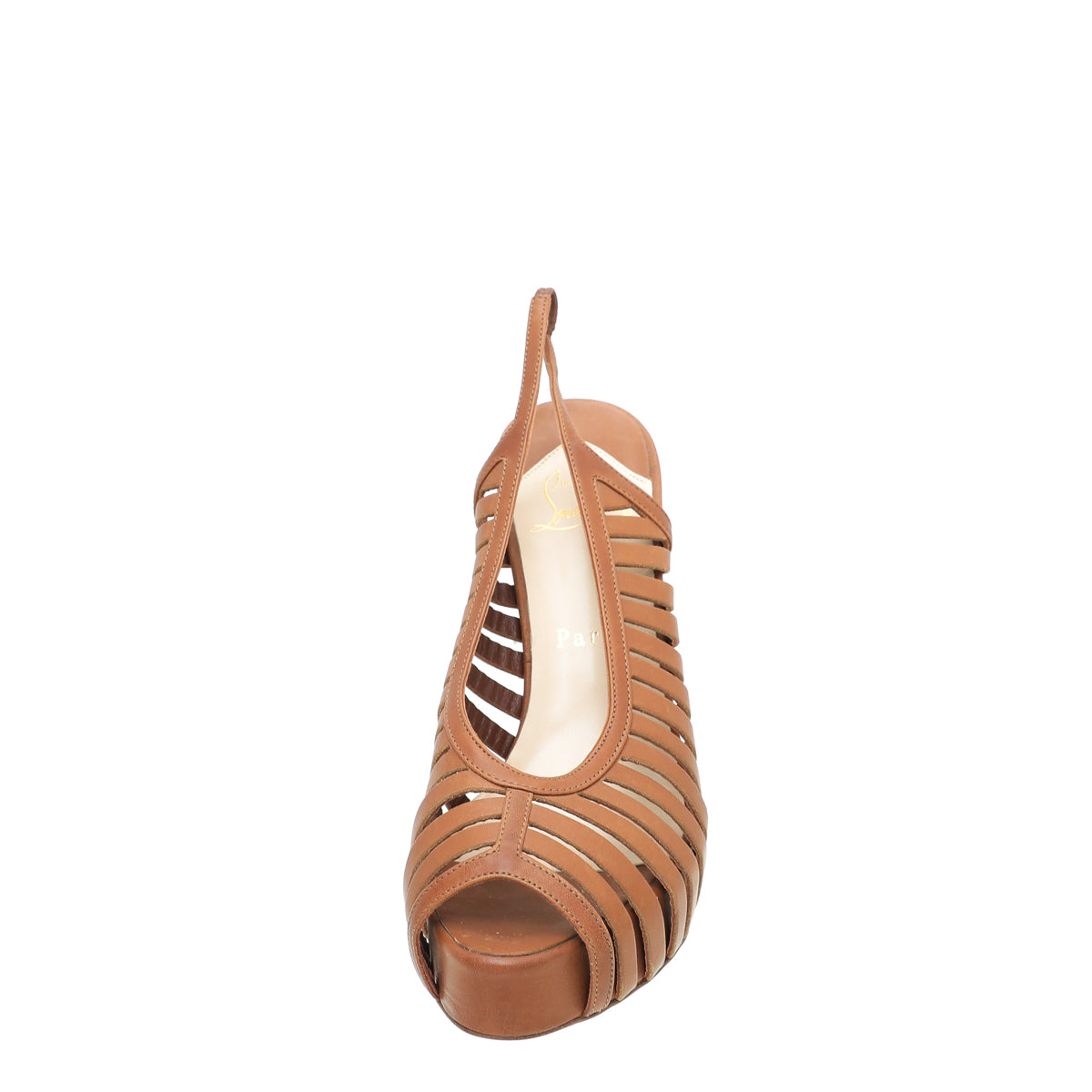 Christian Louboutin Brown Buchon 120 Slingback 37.5-Christian Louboutin-THE CLOSET