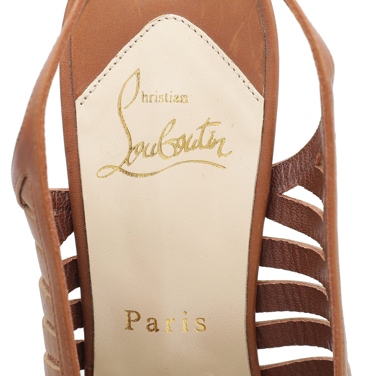 Christian Louboutin Brown Buchon 120 Slingback 37.5