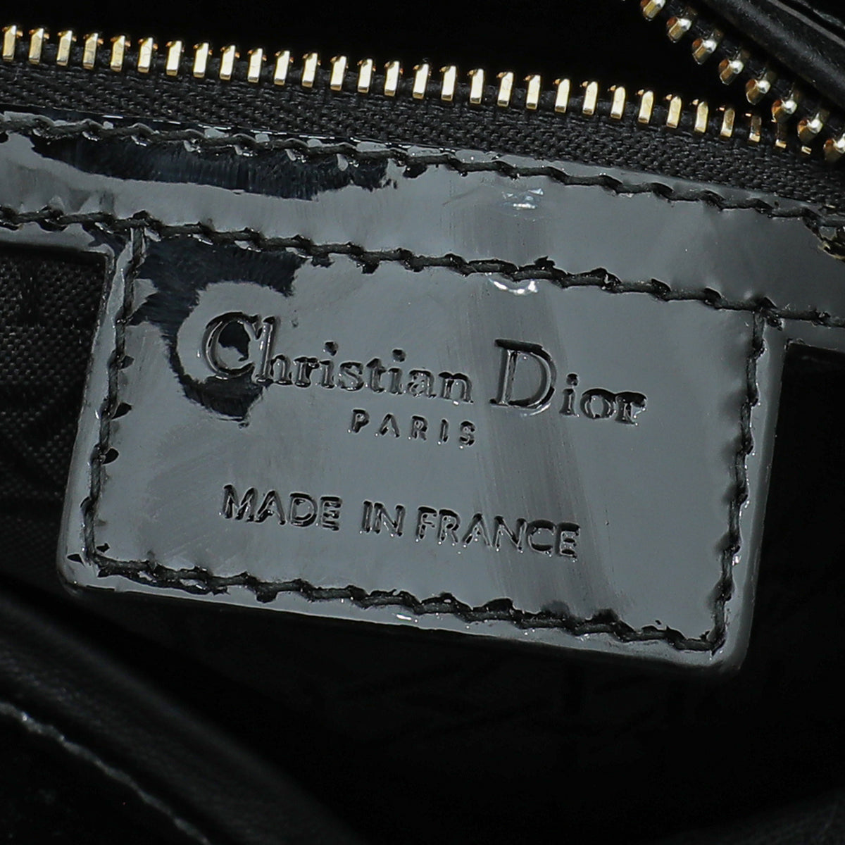 Christian Dior Black Lady Dior Patent Medium Bag
