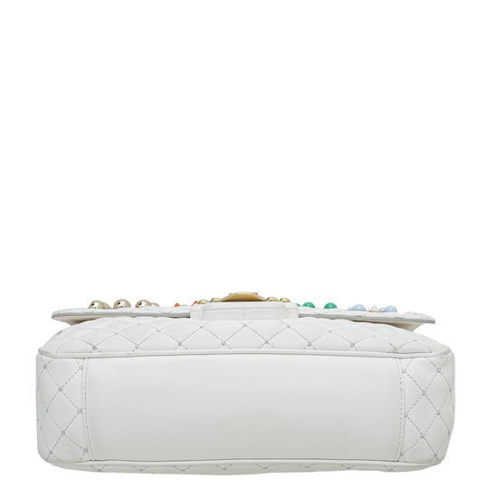 Dolce & Gabbana White Lucia Quilted Studs Embellished Medium Bag