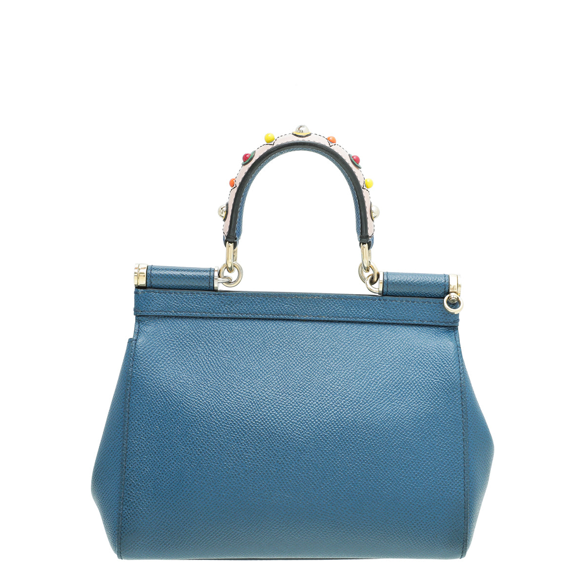 Dolce & Gabbana Blue Sicily Studs Handle Small Bag-Dolce & Gabbana-THE CLOSET