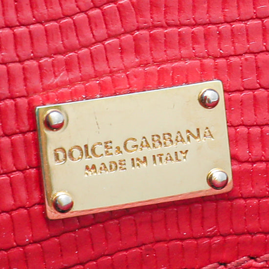 Dolce & Gabbana Red Iguana Print Sicily Small Chain Bag