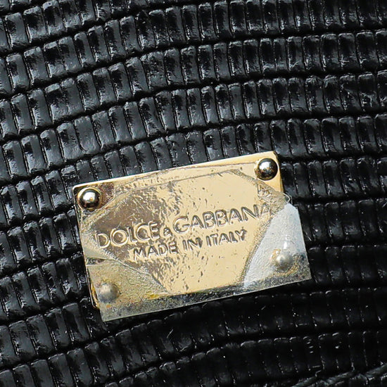 Dolce & Gabbana Black Iguana Print Miss Monica Small Bag