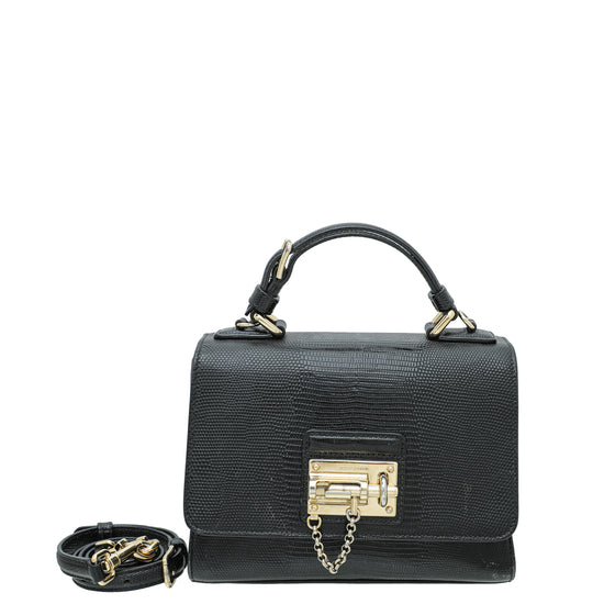 Dolce & Gabbana Black Iguana Print Miss Monica Small Bag